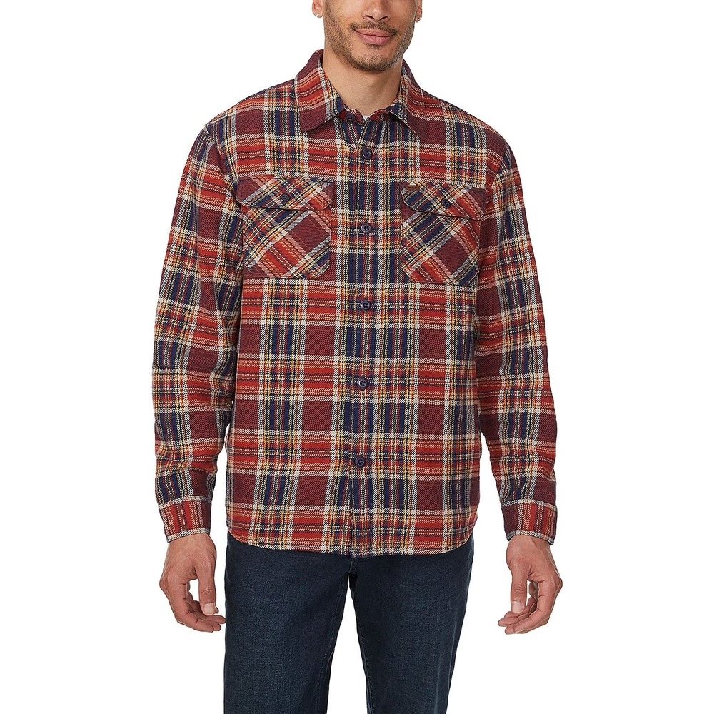 Buffalo Mens Plaid Shirt Jacket Red Cotton Shacket XXL NWT
